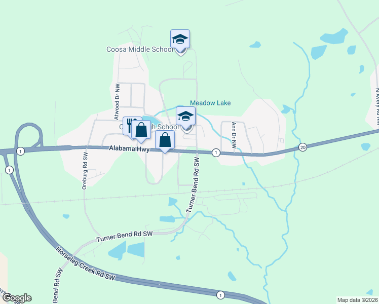 map of restaurants, bars, coffee shops, grocery stores, and more near 4451 Alabama Highway in Rome
