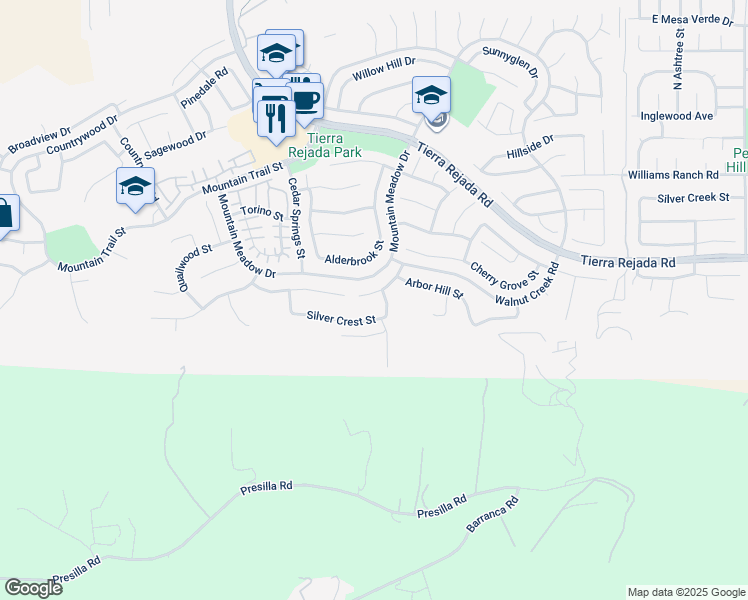 map of restaurants, bars, coffee shops, grocery stores, and more near 12026 Haven Crest Street in Moorpark