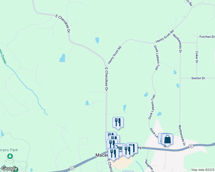 map of restaurants, bars, coffee shops, grocery stores, and more near in Ball Ground