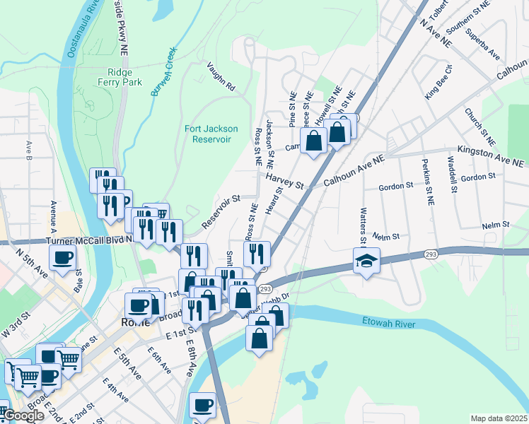 map of restaurants, bars, coffee shops, grocery stores, and more near in Rome
