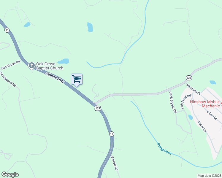 map of restaurants, bars, coffee shops, grocery stores, and more near 2550 Gillsville Highway in Gainesville