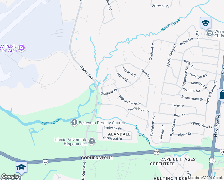 map of restaurants, bars, coffee shops, grocery stores, and more near 727 Grathwol Drive in Wilmington