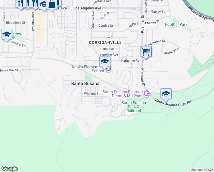 map of restaurants, bars, coffee shops, grocery stores, and more near 1200 Alta Vista Road in Simi Valley