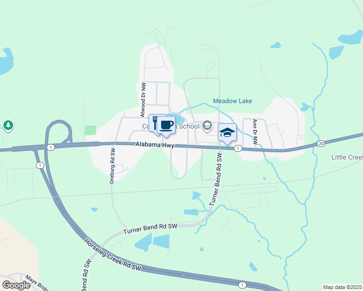 map of restaurants, bars, coffee shops, grocery stores, and more near 4 Dean View Drive Southwest in Rome