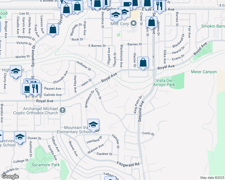 map of restaurants, bars, coffee shops, grocery stores, and more near 3081 Sleepy Hollow Street in Simi Valley