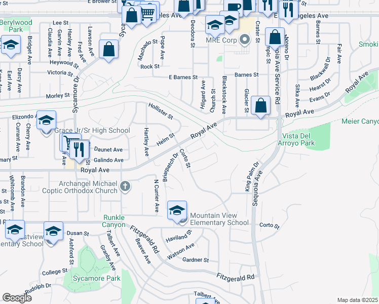 map of restaurants, bars, coffee shops, grocery stores, and more near 2917 Palmera Lane in Simi Valley