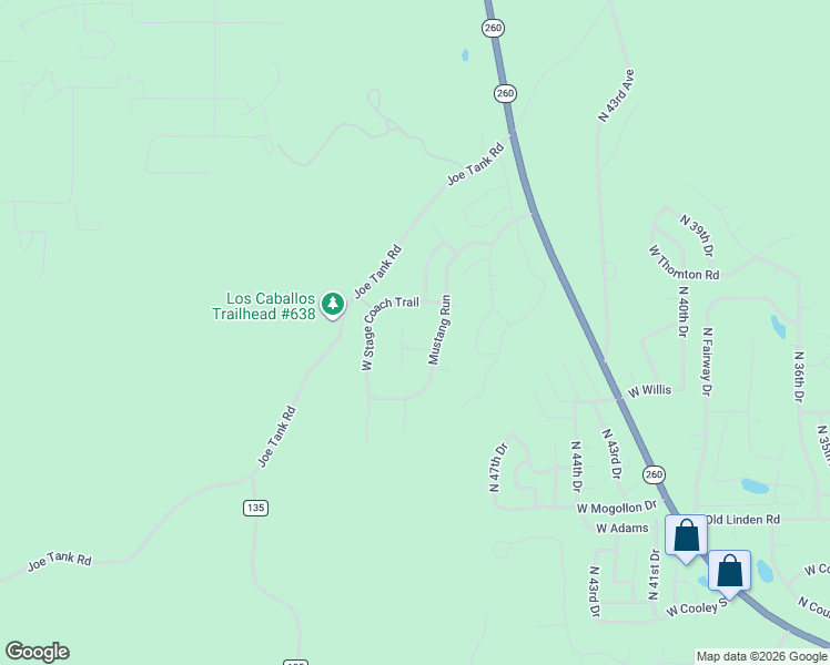 map of restaurants, bars, coffee shops, grocery stores, and more near 4801 West Stage Coach Trail in Show Low