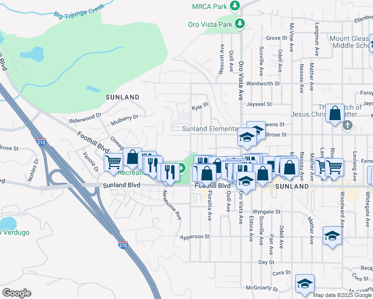 map of restaurants, bars, coffee shops, grocery stores, and more near 10629 Sherman Grove Avenue in Los Angeles