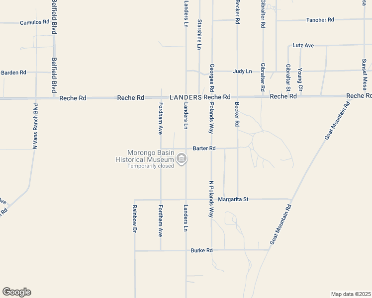 map of restaurants, bars, coffee shops, grocery stores, and more near 630 Landers Lane in Yucca Valley
