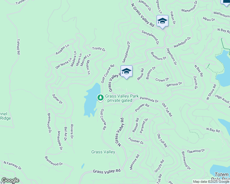 map of restaurants, bars, coffee shops, grocery stores, and more near 695 Grass Valley Road in Lake Arrowhead