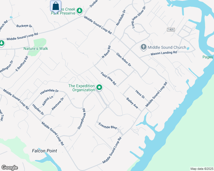 map of restaurants, bars, coffee shops, grocery stores, and more near 1013 Baldwin Park Drive in Wilmington