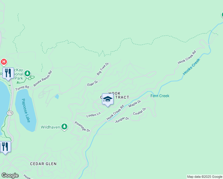 map of restaurants, bars, coffee shops, grocery stores, and more near 705 Cypress Road in Lake Arrowhead