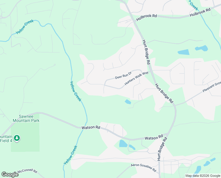 map of restaurants, bars, coffee shops, grocery stores, and more near 4095 Hunters Walk Way in Cumming