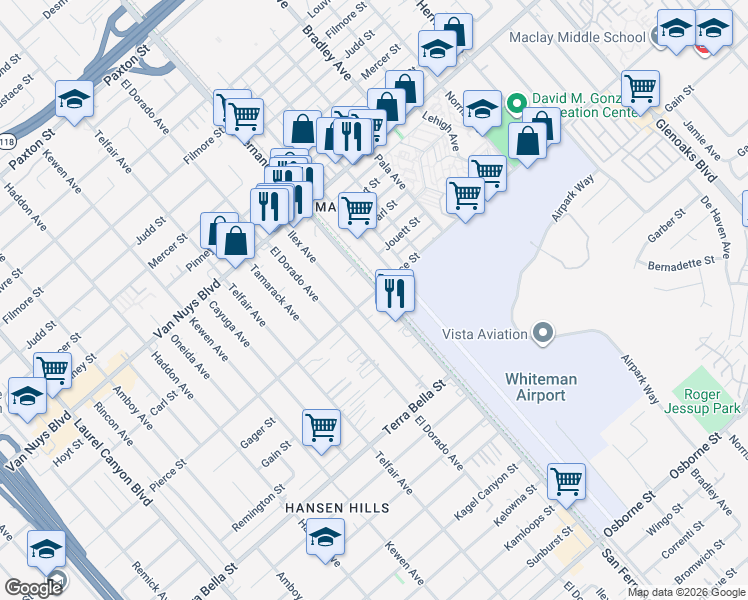 map of restaurants, bars, coffee shops, grocery stores, and more near in Los Angeles