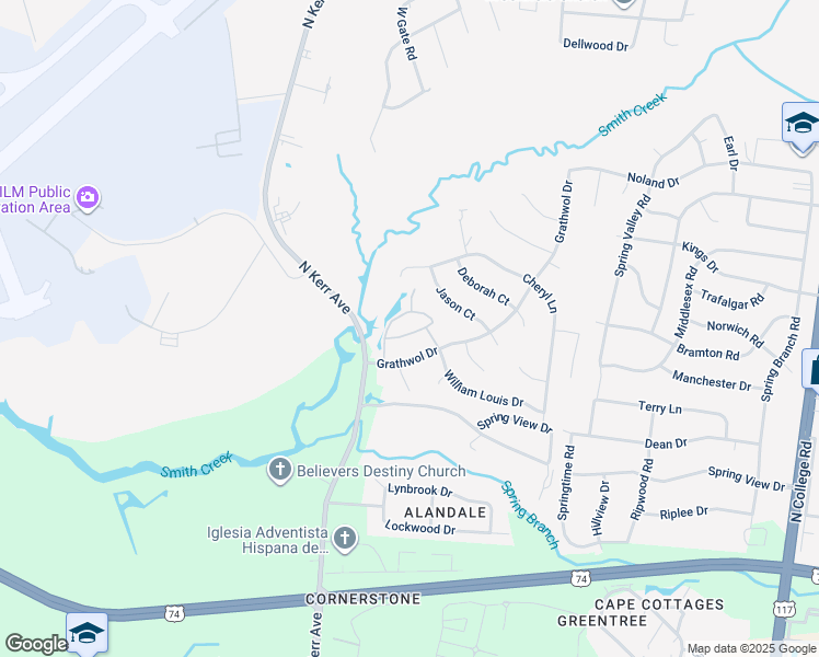 map of restaurants, bars, coffee shops, grocery stores, and more near 824 Bent Creek Drive in Wilmington