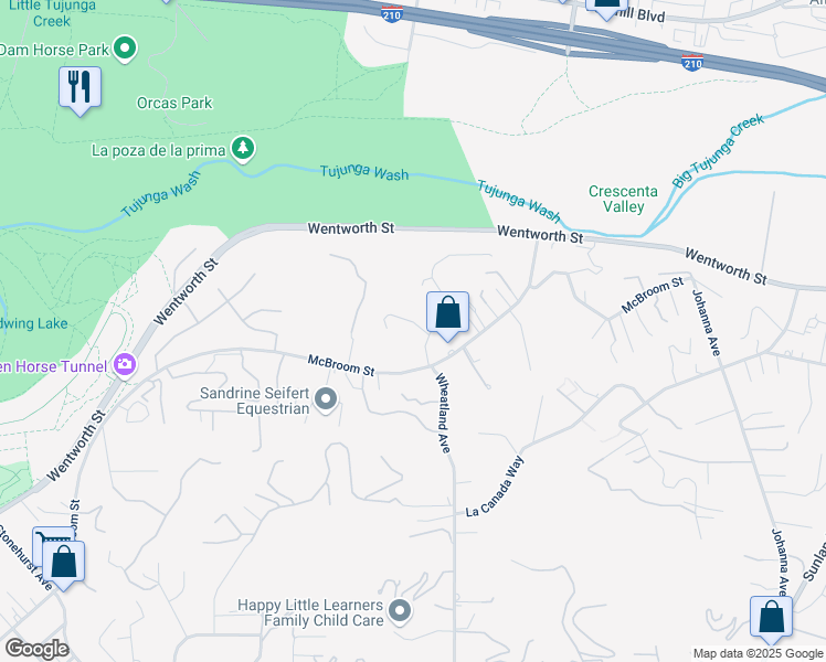 map of restaurants, bars, coffee shops, grocery stores, and more near 10514 Mahoney Drive in Los Angeles