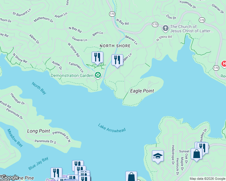 map of restaurants, bars, coffee shops, grocery stores, and more near in Crestline
