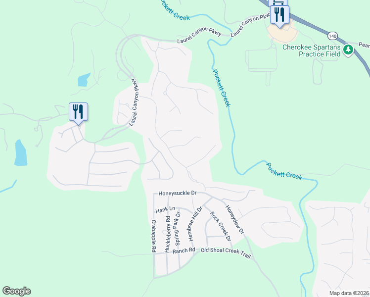 map of restaurants, bars, coffee shops, grocery stores, and more near 412 Windy Ridge Way in Canton