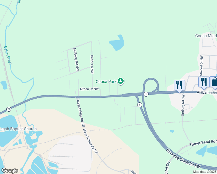 map of restaurants, bars, coffee shops, grocery stores, and more near 73 Brownlow Drive Northwest in Rome