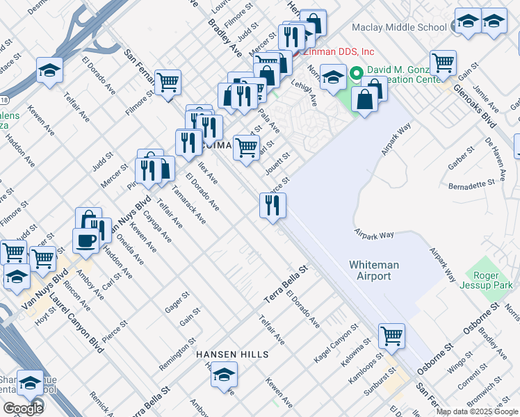 map of restaurants, bars, coffee shops, grocery stores, and more near in Los Angeles