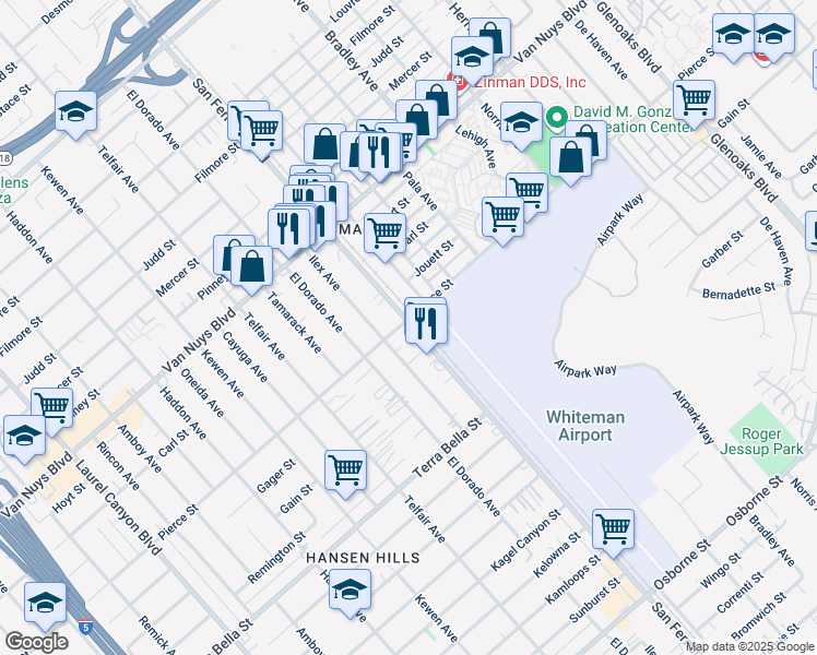 map of restaurants, bars, coffee shops, grocery stores, and more near in Los Angeles