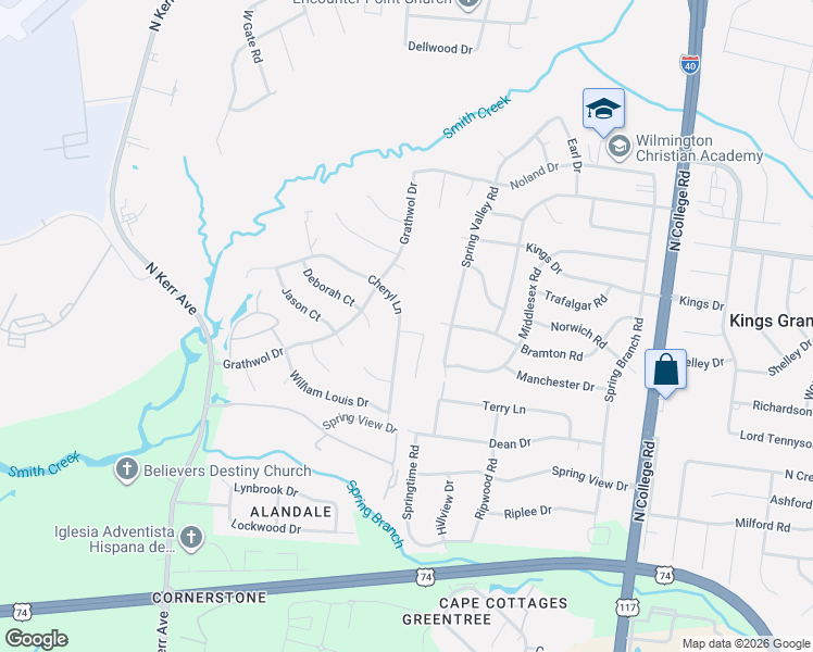 map of restaurants, bars, coffee shops, grocery stores, and more near 900 Cheryl Lane in Wilmington