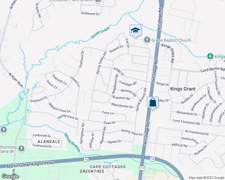 map of restaurants, bars, coffee shops, grocery stores, and more near 4541 Middlesex Road in Wilmington