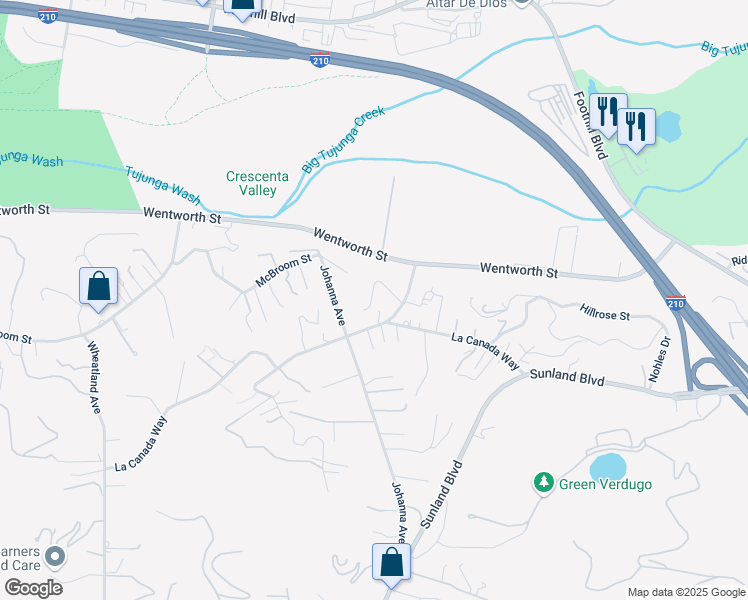 map of restaurants, bars, coffee shops, grocery stores, and more near 9866 McBroom Street in Los Angeles