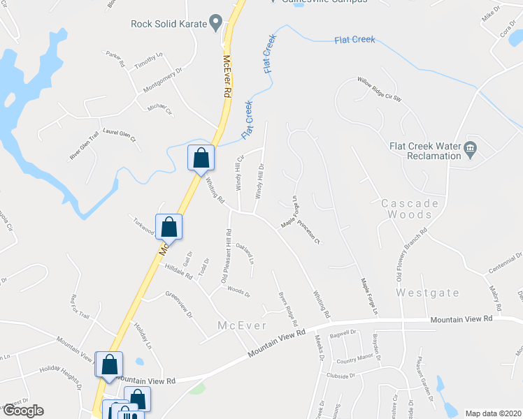 map of restaurants, bars, coffee shops, grocery stores, and more near 3678 Whiting Road in Gainesville