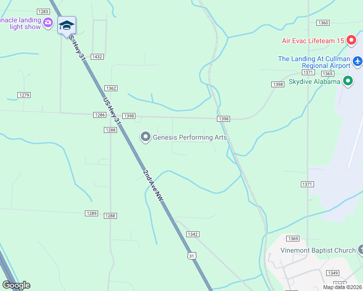 map of restaurants, bars, coffee shops, grocery stores, and more near 150 County Road 1417 in Falkville