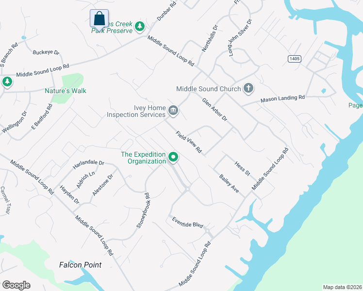 map of restaurants, bars, coffee shops, grocery stores, and more near 1600 Field View Road in Wilmington