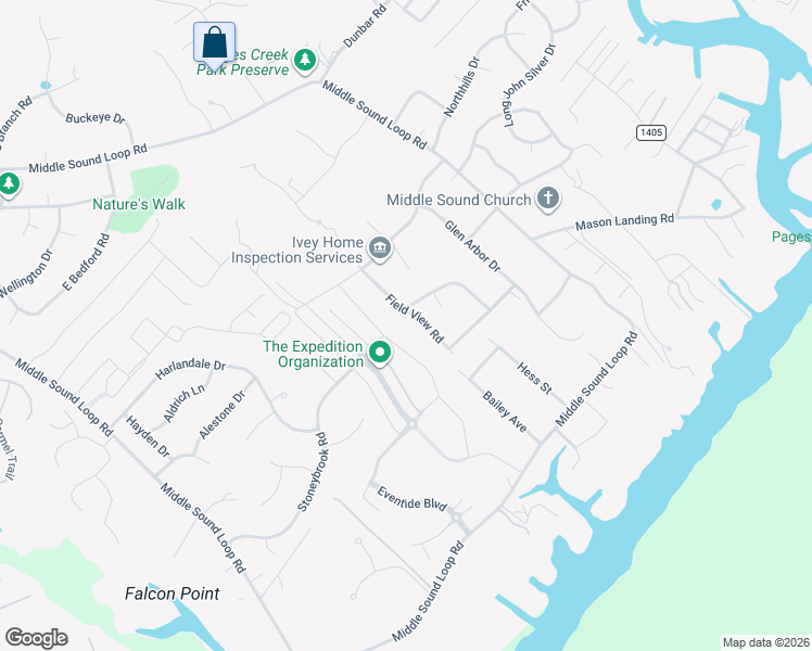 map of restaurants, bars, coffee shops, grocery stores, and more near 1600 Field View Road in Wilmington
