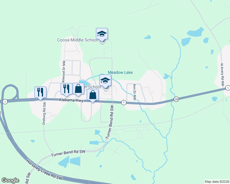 map of restaurants, bars, coffee shops, grocery stores, and more near 10 Kayla Drive Northwest in Rome