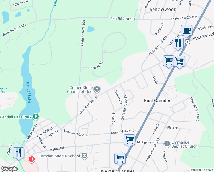 map of restaurants, bars, coffee shops, grocery stores, and more near 2382 Haile Street in Camden