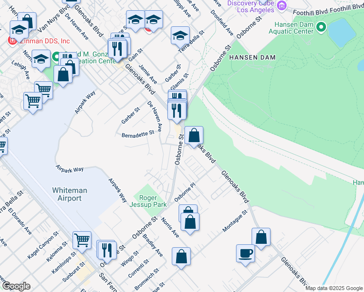 map of restaurants, bars, coffee shops, grocery stores, and more near 12426 Chanute Street in Los Angeles