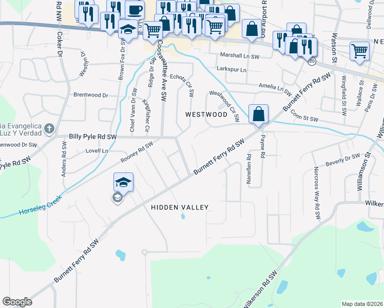 map of restaurants, bars, coffee shops, grocery stores, and more near 7 Burnett Circle in Rome