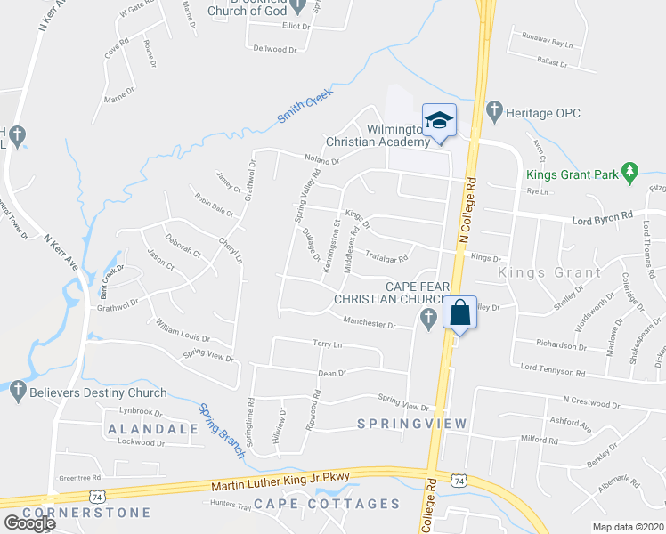 map of restaurants, bars, coffee shops, grocery stores, and more near 910 Kenningston Street in Wilmington
