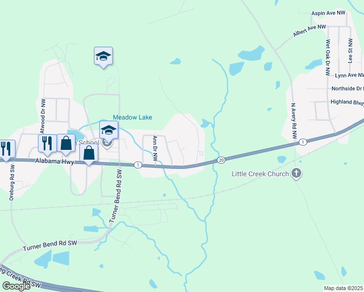 map of restaurants, bars, coffee shops, grocery stores, and more near 4266B Alabama Highway in Rome