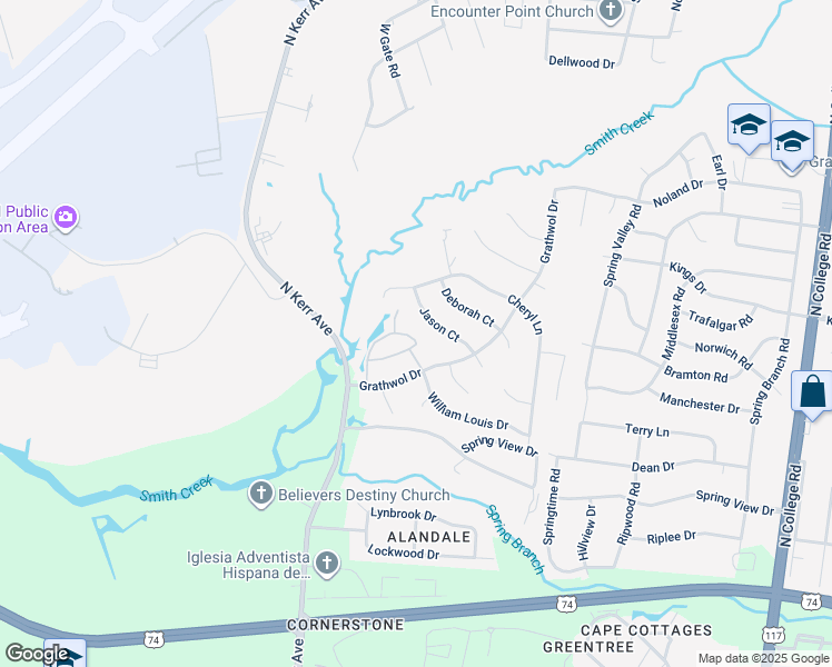 map of restaurants, bars, coffee shops, grocery stores, and more near 835 Bent Creek Drive in Wilmington
