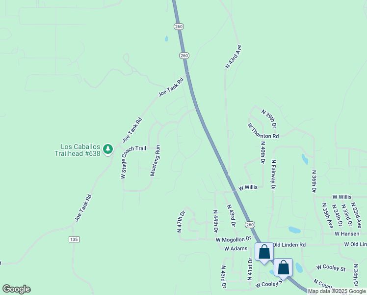 map of restaurants, bars, coffee shops, grocery stores, and more near 1891 North Bison Ridge Trail in Show Low