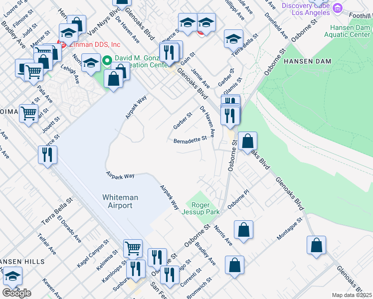 map of restaurants, bars, coffee shops, grocery stores, and more near 12510 Chanute Street in Los Angeles