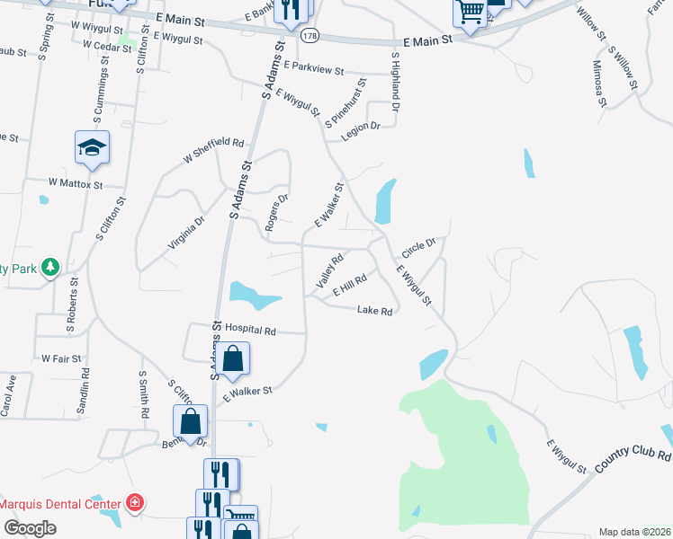 map of restaurants, bars, coffee shops, grocery stores, and more near 507 East Hill Road in Fulton