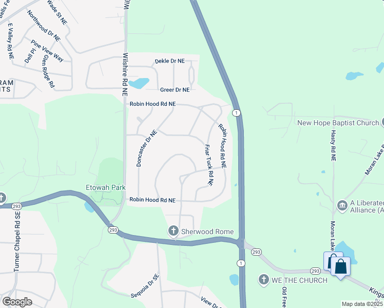 map of restaurants, bars, coffee shops, grocery stores, and more near 33 Lady Marian Drive in Rome