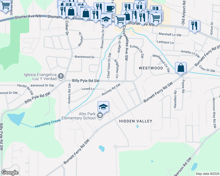 map of restaurants, bars, coffee shops, grocery stores, and more near 24 Rooney Road Southwest in Rome