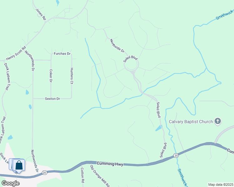 map of restaurants, bars, coffee shops, grocery stores, and more near 555 Southland Circle in Canton