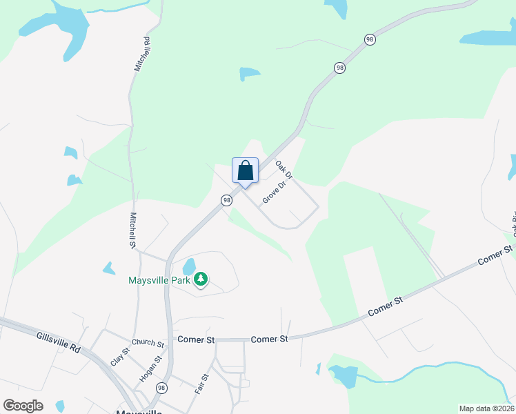 map of restaurants, bars, coffee shops, grocery stores, and more near 201 Oak Dr in Maysville