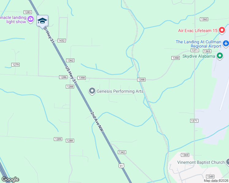 map of restaurants, bars, coffee shops, grocery stores, and more near 150 County Road 1417 in Falkville