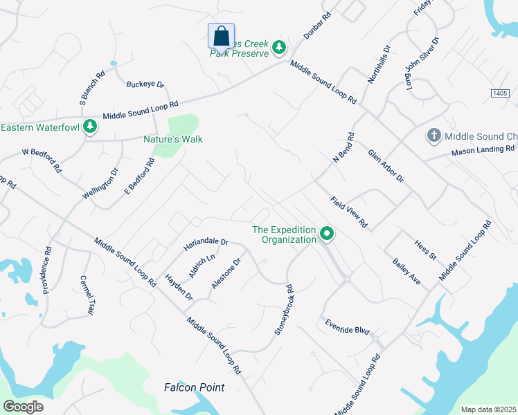 map of restaurants, bars, coffee shops, grocery stores, and more near 307 Whisper Park Drive in Wilmington