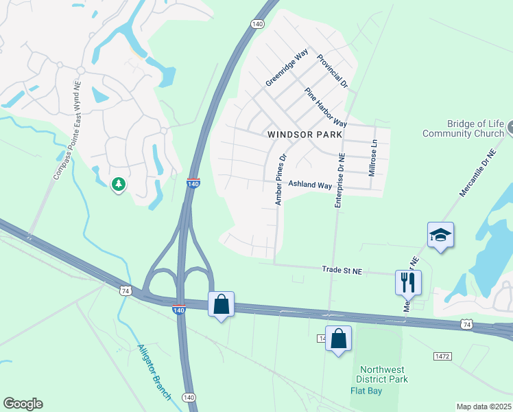 map of restaurants, bars, coffee shops, grocery stores, and more near 1016 Bellmark Court in Leland
