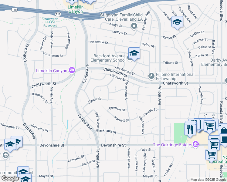 map of restaurants, bars, coffee shops, grocery stores, and more near 10635 Beckford Avenue in Los Angeles